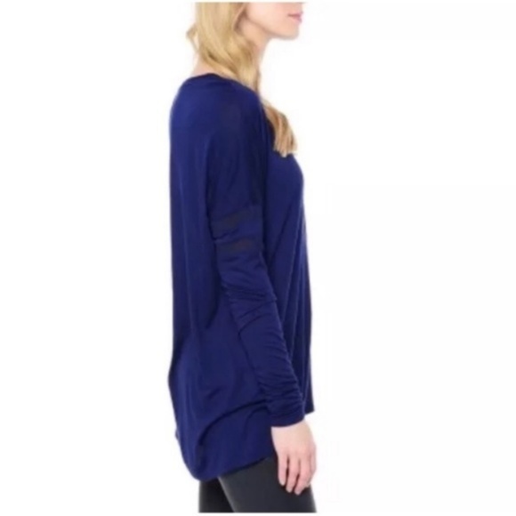Vince Blue Drop Shoulder Mesh Sleeve Insert Top M - Picture 2 of 6
